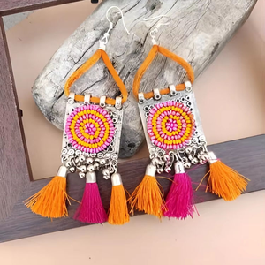 Fashion Jewelry Seeds Bead Embroidery Fancy Earing Embroidery Embroidery <b>Earrings</b> and Indian <b>Handmade</b> <b>Earrings</b> for Women - Product Image 1