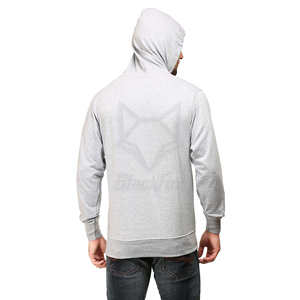 Men's Gray Hooded <b>Sweatshirt</b> Regular Fit Cotton French Terry Casual Pullover with Front Pocket Autumn Wear - Product Image 3