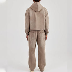 Ensemble de survêtement pour homme, sweat-shirts à capuche et pantalons de survêtement évasés, sweat-shirt imprimé délavé, survêtement en coton, hiver, délavé à l'acide - Product Image 3