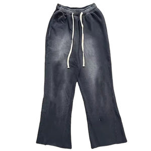Pantalons de survêtement décontractés en toile de polyester/coton unisexe personnalisés 2025, style acid flare, en molleton respirant pour jogging - Product Image 2