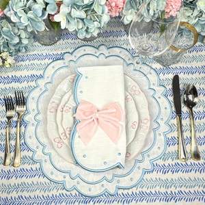 Hand stitched <b>linen</b> table <b>placemats</b> embroidered work that highlights craftsmanship and adds warmth to family meal experiences - Product Image 3