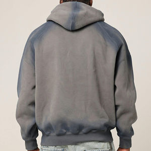 Personalizar peso pesado 100% algodón francés Terry sudaderas con capucha para hombre lavado con ácido bordado personalizado diseño parte inferior gruesa cremallera rápida - Product Image 3