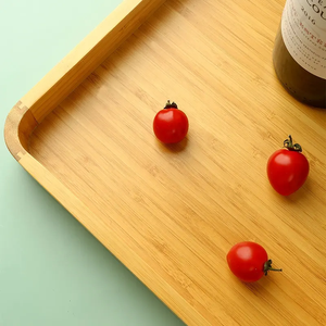 Plateau de service rectangulaire en bambou de grande taille, fait à la main, durable, pour la maison moderne, avec poignée latérale pour le thé et le café - Product Image 4