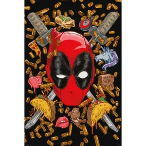 Póster de pared de Marvel de Deadpool con balas y chimichangas - Product Image 1