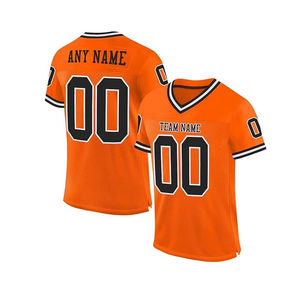 Maillot de football américain personnalisé d'été à manches courtes, nom et numéro personnalisés, unisexe adulte, broderie, design en maille, coupe courte - Product Image 4