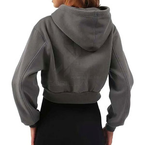 Nouveau style 2025 – Sweats à capuche courts pour femmes de haute qualité, tricotés, anti-boulochage, avec impression de logo personnalisé, OEM ODM, streetwear décontracté d'hiver - Product Image 2