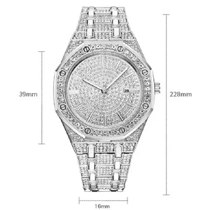 นาฬิกาข้อมือผู้ชายคุณภาพดีเยี่ยม ตัวเรือนสแตนเลสสตีล ประดับเพชรแท้ หน้าปัดแสดงผลแบบอนาล็อก สายหนัง หรูหรา จำหน่ายจำนวนมาก - Product Image 2