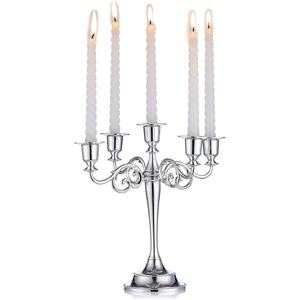 Candelabro de 5 brazos de acero metálico europeo candelabro portavelas de metal soporte de vela cónico para centro de mesa de boda - Product Image 1