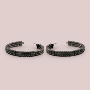 Boucles d'oreilles créoles diamant noir coupe ronde à la mode entièrement glacé Moissanite pour les bijoux de mode de fête des femmes - Product Image 5