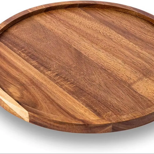 Plateau de service rond en bois de teck poli pour la maison, la fête, le restaurant Offre Spéciale le panneau mural décoratif - Product Image 1