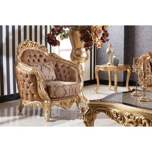 Muebles de Sala de Estar de Alta Gama Europeos, Estilo Chesterfield Clásico, Estructura de Madera, Tapicería de Tela, Tallado a Mano - Product Image 4