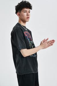 Nueva camiseta personalizable al por mayor con lavado ácido para hombre, estampado de punto, 100% algodón, ajuste holgado - Product Image 5