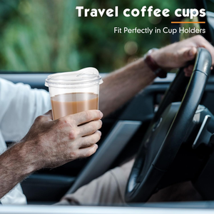 Vasos de Café de Plástico Biodegradable y Duradero de 16 oz con Tapas Antiderrames para Suministros de Restaurantes, Desechables para Smoothies y Bebidas Heladas - Product Image 2