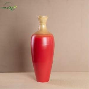 Vase de table en bambou enroulé - Décoration écologique et durable - Product Image 1