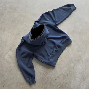 Sportish Impex High Quality No <b>String</b> Double Hooded Boxy <b>Hoodie</b> 100% Cotton French Terry Heavyweight Plain - Product Image 3