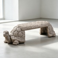 Banc de jardin tortue sculptée, siège extérieur fantaisie pour cour zen, jardin botanique, aménagement paysager, villa