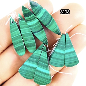 Vente en gros de paires de malachite naturelle DHORGEMS, pierres précieuses cabochon, forme poire/ovale/marquise, provenant du Rajasthan, pour la fabrication de bijoux - Product Image 4