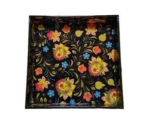 Bandeja de servicio rectangular de madera de lujo con hermoso diseño impreso de esmalte para servir comida en la cocina del hogar USO DE LA India - Product Image 4