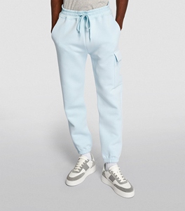 Pantalon de jogging en molleton de coton pour homme, taille plus, bleu clair, avec revers cargo, confortable, écologique, séchage rapide, respirant, personnalisé - Product Image 3