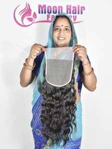 Extensiones de Cabello Ondulado 7x7 de Calidad de Exportación, Textura Suave y Sedosa, Cabello Humano Indio Largo y Grueso, Disponible para Venta por Exportación - Product Image 2