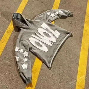 Logotipo personalizado parche bordado hombres alta calidad francés Terry de gran tamaño recortada Sudadera con capucha hombres Streetwear sudaderas con capucha hombres sudaderas con capucha personalizadas - Product Image 4