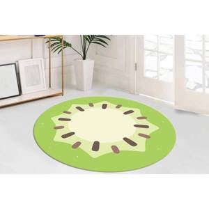 Tapis Kiwi Slice : Tapis d'appoint moderne vert, imprimé en 3D, avec poils doux - Product Image 4