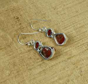 <b>Red</b> Carnelian Hook <b>Earrings</b> in Sterling Silver Handmade Multi Cut Gemstone Jewelry Gift for Her - Product Image 5
