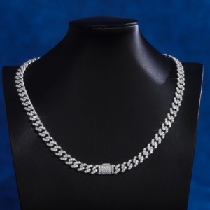 Cadena Cubana de Alta Gama de 8mm, Oro Blanco Real de 10K con Diamantes de Laboratorio HPHT, Cadena de Eslabones Cubanos con Diamantes Cultivados en Laboratorio, Joyería Fina, Collares - Product Image 2
