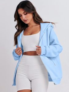 เสื้อแจ็กเก็ตขนแกะโอเวอร์ไซส์แขนยาวมีฮู้ดซิปมีกระเป๋าเสื้อกันหนาวแฟชั่นสำหรับผู้หญิงทำจากผ้าฝ้าย100% 2025ฤดูใบไม้ร่วงฤดูหนาว - Product Image 6