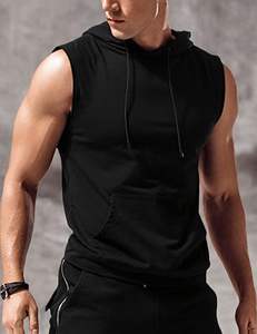 Mens sleeveless workout hoodie fitted <b>gym</b> wear <b>sweatshirt</b> for bodybuilding training fitness streetwear - Product Image 5