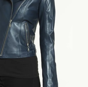 High Premium Modern Design Women Sheep <b>Skin</b> Woven Leather Jacket Windproof & Waterproof Custom Logo OEM Service - Product Image 5