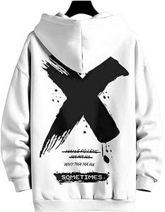 Sudadera con capucha de calle de gran tamaño de alta calidad personalizada para hombres Bold X Graphic Back Design Screen Printed Artistic Hooded - Product Image 2