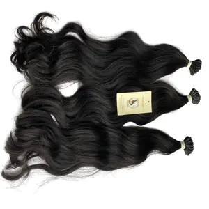 Latest Product Keratin Pre-bonded U Tip Hair Extension Natural Wavy Body Wave Black 1B Color Vietnamese Raw Hair Nail Tip