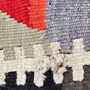 Turkish Small Rug 2.8x4.4 ft, <b>Red</b> Abstract Vintage <b>Wool</b> Rug - Product Image 3