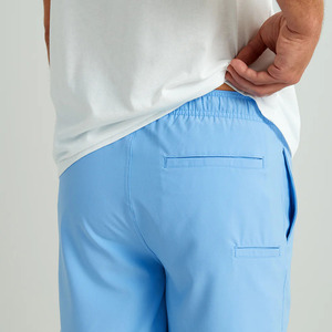 Shorts de bain décontractés pour hommes en nylon bleu clair uni avec cordon de serrage, séchage rapide, respirants et poches - Product Image 5