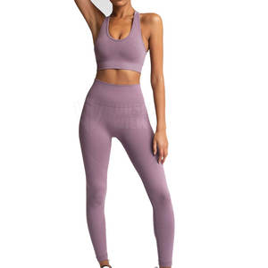 Conjunto de Yoga para mujer de calidad superior recién llegado, 2 piezas de sólida LICRA/poliéster, ropa de gimnasio transpirable ecológica - Product Image 1