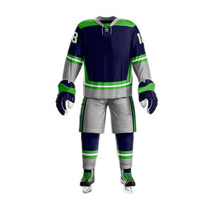 ชุดยูนิฟอร์มฮอกกี้น้ำแข็งสั่งทำคุณภาพสูงแบบใหม่ ดีไซน์แฟชั่นล่าสุด สวมใส่ง่าย ปรับแต่งได้เต็มที่ ผลิตจากโพลีเอสเตอร์ 100% ประเทศปากีสถาน - Product Image 1