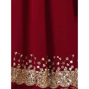 Precioso Lehenga Choli de Georgette Color Granate con Dupatta, Adornado con Lentejuelas, para Vestimenta de Boda - Product Image 4