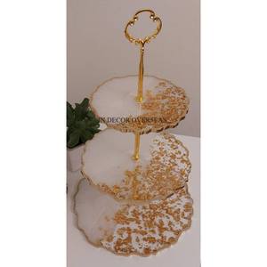 สีดำและสีทองออกแบบที่ไม่ซ้ำกันมากที่สุดดูน่าสนใจที่น่าสนใจชั้นวางเค้ก3ชั้นสำหรับงานแต่งงานและงานวันเกิดจากอินเดีย - Product Image 6