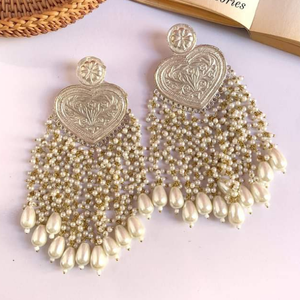 Dernier modèle de bijoux afghans pour femmes Boucles d'oreilles en acier inoxydable à motif floral oxydé en argent vintage bohème tendance Noël - Product Image 4