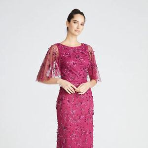 Bordado de lentejuelas Patrón floral Forma de cuerpo largo Vestido de fiesta de noche antiestático Manga completa con cuentas - Product Image 1