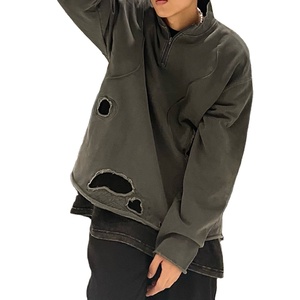 Personalizado peso pesado bajo MOQ sudadera diseño de moda bordado sudadera cuello con cremallera camisa de manga larga sudaderas con capucha de fábrica - Product Image 3