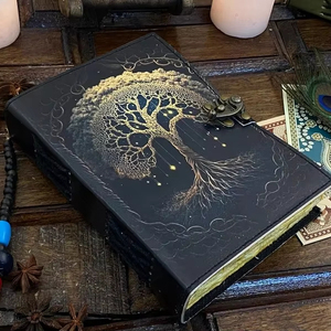 Diario de cuero genuino hecho a mano para mujer, hermoso cuaderno de bocetos de árbol de la vida con encuadernación en espiral para viajar y tomar notas - Product Image 3