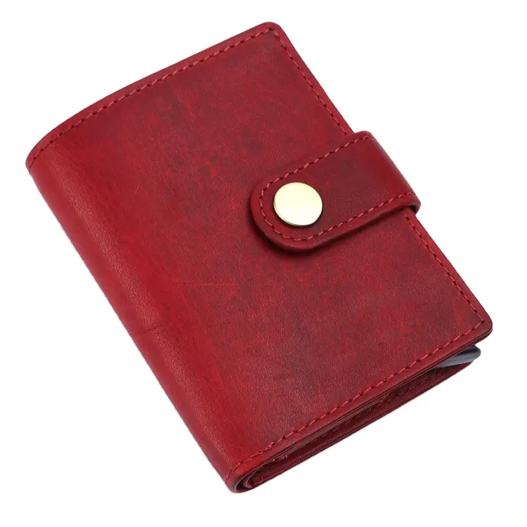 New Slim Genuine Leather Card Box RFID Blocking Card Case Minimalist Men Credit Card Holder Wallet at Good Price