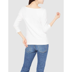 Camiseta de cuello redondo de algodón para mujer Camiseta de manga larga de corte clásico Core Summer Plain Dyed Camiseta de manga larga - Product Image 2