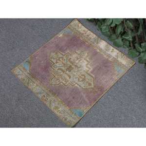 Alfombra Turca de 1.6x1.8 pies, Alfombra, Alfombra Roja de Patchwork de Lana - Product Image 2