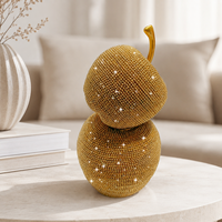Dot Bead Gouden Dubbele Appels Hars Beeldje Luxe Tafelblad Mantel Kerst Winter Vakantie Nieuwjaar Home Decor Ornament