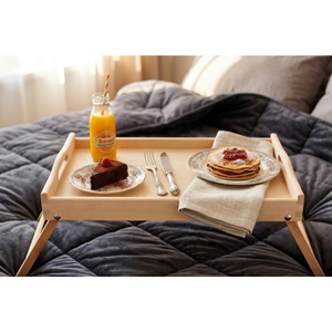 Bandeja de Desayuno de Madera de Pino con Patas Plegables 50x30 cm Acabado Natural, Bandeja de Cama, Venta al por Mayor, Logotipo Personalizado - Product Image 2