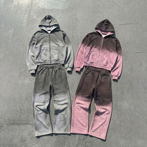 Sudadera con Capucha Extra Grande con Cierre y Estampado de Puntos en Degradado Rosa a Gris, Estilo Urbano, Tejido de Poliéster Transpirable, Corte Regular - Product Image 2