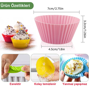 Juego de 12 Moldes de Silicona Coloridos para Mini Muffins, Cupcakes y Brownies - Product Image 2